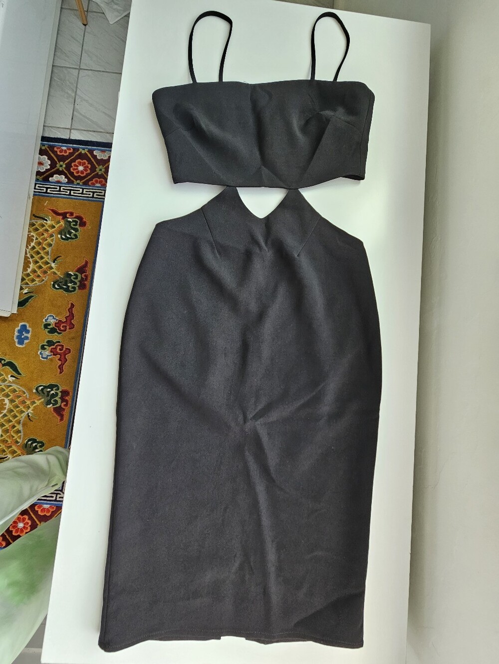 Vintage Intrigue Couture Black Cutout Low Waist Mid Length Dress Circa 1990 - Picture 5 of 16